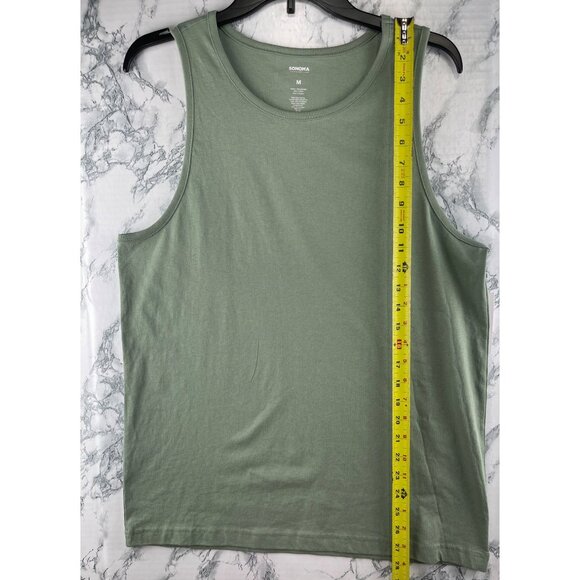 Sonoma Mens Medium Essential Green Tank Top 60% Cotton 40% Polyester Stretch Fab - Picture 3 of 8